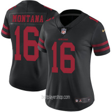 Womens San Francisco 49ers #16 Joe Montana Limited Black Alternate Vapor Jersey Bestplayer